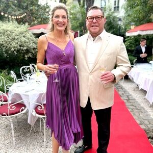 Mac Duggal Pleated V-Neck Purple Dress - New Size 8 (Prom, Wedding, Cocktail)